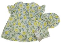 2set - Bílé šaty s listy a citronky + klobouček M&S