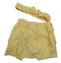 Nové - 2set - Žluto-bílé pruhované kraťasy + čelenka s mašlí 