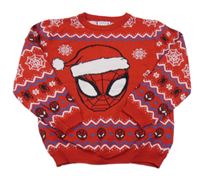Červený vzorovaný svetr se Spidermanem Marvel