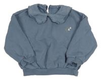 Šedomodrá mikina s květem a límečkem zn. George