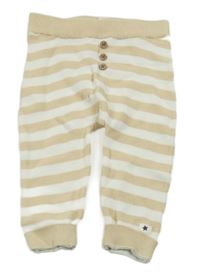 Béžovo-bílé pruhované pletené tepláky Topomini