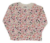 Bílo-růžové květované triko Topomini