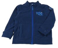 Tmavomodrá propínací fleecová mikina se skateboardem Pocopiano