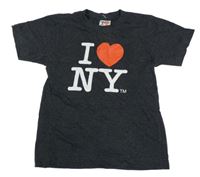 Tmavošedé tričko s nápisem a srdcem 