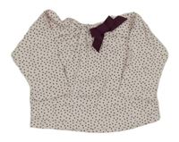 Světlerůžovo-fialové puntíkaté triko s mašlí H&M