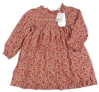 Nové - Červeno-bílo-šedé květované šaty H&M