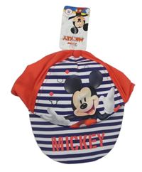 Nové - Tmavomodro-bílo-červená pruhovaná kšiltovka s Mickeym 