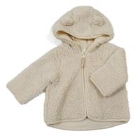 Béžová huňatá propínací mikina s kapucí H&M