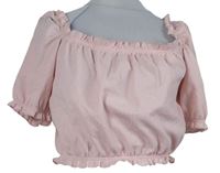 Dámská světlerůžová crop halenka H&M