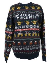 Pánský tmavomodrý vánoční svetr s obrázky TU 