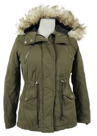 Dámská khaki šusťáková zateplená parka s kapucí Atmosphere 