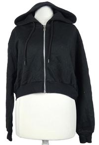 Dámská černá crop propínací mikina s kapucí H&M