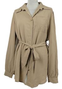 Dámská béžová halenková tunika s páskem Shein 