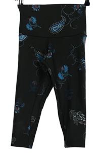 Dámské černé květované sportovní capri legíny Next 