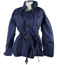 Dámský tmavomodrý šusťákový jarní krátký kabát s páskem We 