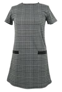 Dámské černo-bílé vzorované šaty s falešnými kapsami Stradivarius