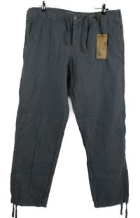 Nové - Pánské šedé lněné kalhoty Jeans+Code 