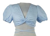 Dámská světlemodrá crop halenka se zavazováním 