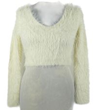 Dámský smetanový chlupatý crop svetr Shein 