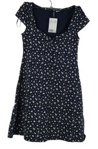 Nové - Dámské tmavomodé květované šaty H&M