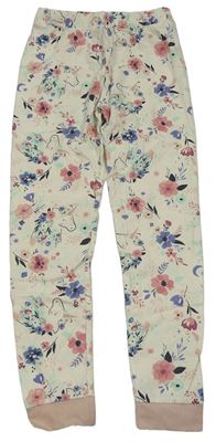 Smetanovo-růžové pyžamové kalhoty s kytičkami Nutmeg