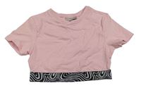 Růžovo-černé crop tričko Matalan