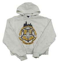 Bílá crop mikina s potiskem Harry Potter a kapucí 