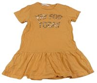 Oranžové bavlněné šaty s nápisem H&M