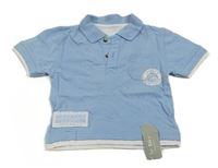 Světlemodro-bílé polo tričko s potiskem St. Bernard