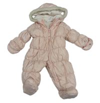 Světlerůžová šusťáková zimní kombinéza se vzorem a kapucí Carter's