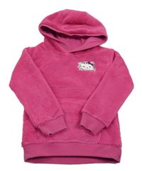 Neonově růžová chlupatá mikina s kočkou a kapucí Kiki&Koko