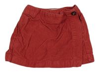 Červené manšestrové sukňové kraťasy 