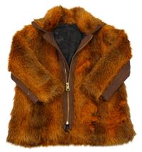ORanžovo-černý kožešinový kabát