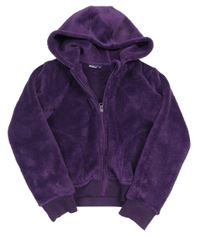 Fialová chlupatá propínací mikina s kapucí