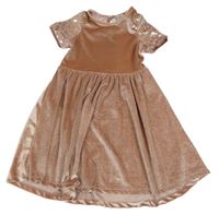 Světlerůžové sametové šaty s flitry Little kids