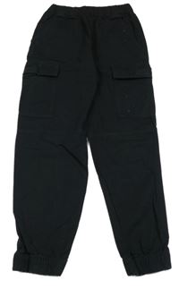 Černé plátěné cuff kalhoty s kapsami H&M