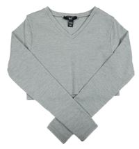 Šedé žebrované crop triko New Look