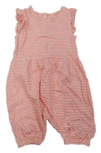 Růžovo-bílý pruhovaný kraťasový overal M&S