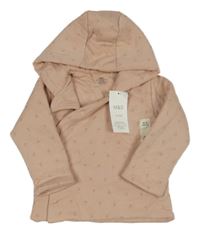 Nové - Růžová podšitá propínací mikina s květy a kapucí M&S