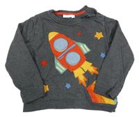 Šedá melírovaná mikina s raketou Jojo Maman Bébé