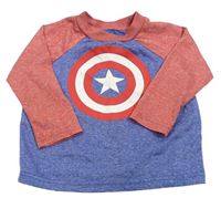 Modro-červené melírované triko s potiskem - Captain America Marvel
