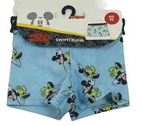 Světlemodré nohavičkové chlapecké plavky s Mickeym Disney