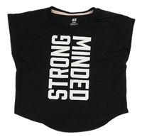 Černé sportovní crop tričko s nápisem H&M