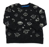 Černá melírovaná mikina s planetami zn. Mothercare