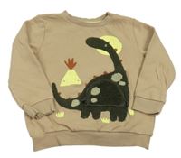 Béžová mikina s dinosaurem F&F