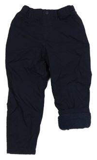 Tmavomodré plátěné zateplené kalhoty Uniqlo