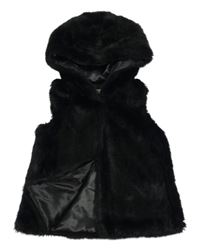 Černá kožešinová podšitá vesta s kapucí F&F