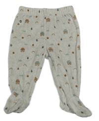 Světlebéžové sametové polodupky s duhami a domky 