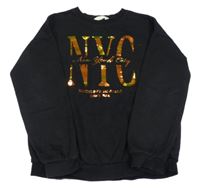 Černá mikina s metalickým nápisem H&M