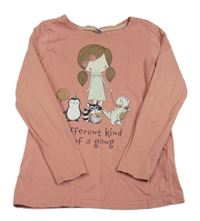 Růžové triko s dívkou a zvířátky Dopodopo